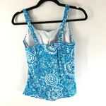 Lands' End Tankini Top Square Neck Molded Cups Floral Blue White Size 4 Photo 1