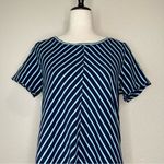 Soft Surroundings 100% Pima Cotton Indra Blue Striped Short Sleeves Tee Photo 2