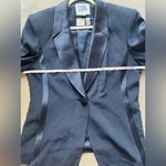 Vintage 90s Sioni Blazer Women’s Size 14 Navy Satin Lapel One Button Blue Photo 3