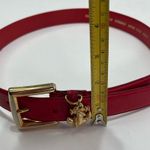 Women Red Skinny Belt Full Grain Cowhide Leather ML Nautical Anchor Charm Preppy Photo 1