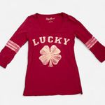 Lucky Brand Y2K Style Varsity Clover 3/4 Long Sleeve Tee in Small Photo 0
