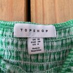 Topshop Smocked Top Puff Sleeve Green Gingham Tiered Sun Dress Size 6 Photo 2