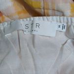 ASTR  The Label Ilana Puff Sleeve Tiered Midi Dress Orange Yellow Plaid M New Photo 7