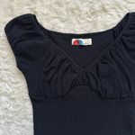 Free People FP Beach Anette Top Crinkle Sweetheart Neck Cap Sleeves Black Sz M Photo 4