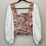 Anthropologie Love the Label by  Zebra Long Sleeve Smocked‎ Crop Top Size XS Photo 8