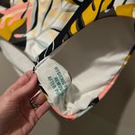 Calia Shirred High V Waist Multi Palm Print Bikini Bottom New Sz S Black Photo 2