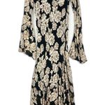 Vintage Lola P Beaded Floral Maxi Dress Size XL Cowl Neck Long Sleeve 90s Y2K Black Photo 1