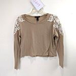 Forever 21 Womens Beige Long Sleeve With White Lace Applique D249 Photo 6