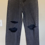 Motel Rocks  Faded Black Distressed Wide Roomy 5-Pocket Denim Jeans Womens Large‎ Photo 0