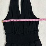 Anthropologie  Viscose Blend Black Halter Wide Leg Neutral Jumpsuit Photo 11