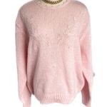 Vintage puff shoulder lace appliqué faux pearl loose knit sweater size XL Photo 7