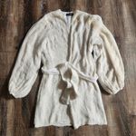 Retrofete Gabrielle Robe Dress in White Sequins Size XS Long Sleeve Wrap Belt Photo 2