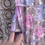 Vintage 80s Nancy II purple floral pussybow shirt dress 12 Size L Photo 1