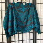Boutique Paisley Patterned Knitted Layered Shawl Poncho Blue Black Medium Large XL Photo 1