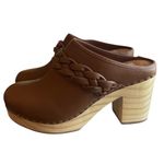 Dolce Vita Hila Brown Leather Braided Block Heel Mule Clogs Photo 2