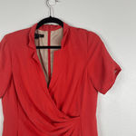 Lafayette 148 Silk Knee Length Short Sleeve Dress Orange Sz 12 Photo 1