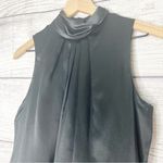 Vintage 100% Silk Black High Neck Sleeveless Button Down Back Blouse Top Size 10 Photo 2