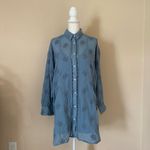 Sundance  Blue Catalog Cloverfield Cotton Tunic Shirt Sz M Embroidered Coastal Photo 1