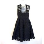 Maje Rodeo Lace Mini Dress High Neck Pleated Gothic Black Blue Photo 13