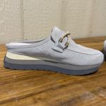 Naked feet Polo Light Gray Suede Perforated Mule Loafer Platform Shoes 8M Size 8 Photo 4