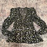 Anthropologie Ruched-Sleeve V-Neck Top S Romantic Floral Botanical Cottagecore Photo 3