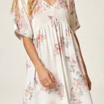 Andree by Unit  Babydoll Dress Ivory Peach Pink Rose Floral‎ S Mini Photo 0