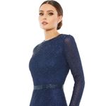 Mac Duggal  5056 Womens Blue BEADED HIGH NECK LONG SLEEVE GOWN WITH DETAILED BELT Photo 3