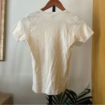 Madhappy  Shrunken Tee Holographic Logo T-Shirt Cream Crewneck Short Sleeve Sz S Photo 2