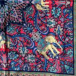 Gold Elephant Floral Silky Scarf, Decorative Purse Scarf Blue Photo 7