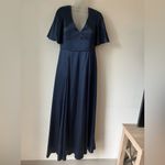 Galina Signature Navy Blue Satin Gown Size 8 Photo 3