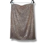 Adrianna Papell NWT Rose Gold Sequin High Waist Pull-On Pencil Midi Skirt Medium Photo 1