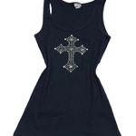 Cozy Casual Vintage Y2K Studded Cross Ribbed Gothic Tank Top Photo 0