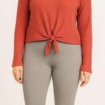 Paper Crane  Orange Long Sleeve Tie Front Crop Top Photo 0