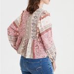 American Eagle Outfitters Bohemian Patchwork Paisley Balloon Sleeve Top S Photo 2