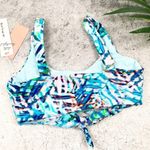 PQ Palmas Blue Tropical Knot Bikini Top Size Small S Photo 4