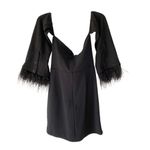 Akira Off Shoulder Feather Black Body Con Mini Dress NWTs size large Photo 5