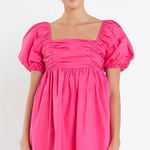 English Factory Poplin Ruched Bust Puff Sleeve Mini Dress NWT Sz. S Photo 0