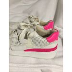 Vince Camuto  White Leather Sneakers Pink‎ Accents Velcro Strap Women's 7.5 Photo 2