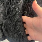 Betsey Johnson  Jacket Womens Black Faux Fur sequin animal print size small Photo 4