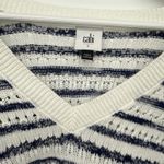 CAbi Blue & White Striped Peace Pullover Sheer Sweater Size Large Cotton Photo 4