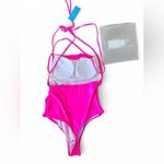 Jabeick Hot Pink Ruched One piece Swimsuit thong size small NWT Photo 1