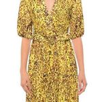 PINKO Women Belted Button Down Belted Leopard Print Mini Dress Size 4 Green Photo 0