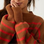 Free People  Easy Street Stripe Crop Pullover Sweater Brown Orange Large Photo 7