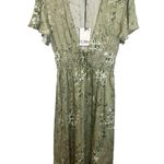27 Miles Malibu Green Floral Boho Dress Small Short Sleeve Tie Front Cottagecore Photo 1
