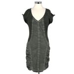 XCVI Gray Ruched V-Neck Short Sleeve Dress Size Small Photo 1