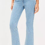 Loft  Fresh Cut High Rise Kick Crop Jeans in Blue Stripe size 8 Photo 0