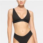 SKIMS  Women's Soot Cotton Rib Plunge Adjustable Bralette Size XL NWT Photo 1