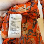 Free People  Lucky Shirtee Orange Ruched Floral Long Sleeve Button Blouse Top XS Photo 11