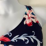 Carmen Marc Valvo One Shoulder Mesh Cutout Navy Floral One-Piece Swimsuit 10 New Photo 1