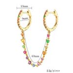 14K Gold Filled Colorful Zircon Dangle Hoop Earring. Pink Photo 2